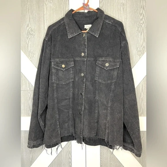 155. NEW POL Black Coduroy Jacket 2X 100% cotton - Picture 1 of 8